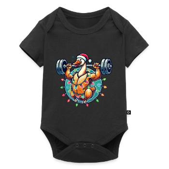 Funny Christmas Goose Bodybuilding Mass Building - Baby Premium short-sleeve bodysuit - black - Front