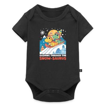 Dinosaur Christmas Dashing Through The Snow-Saurus - Baby Premium short-sleeve bodysuit - black - Front