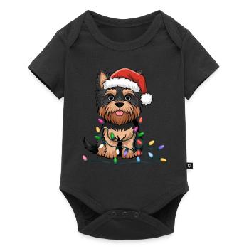 Yorkshire Terrier Christmas Lights Xmas Dogs Gifts - Baby Premium Kurzarmbody - Schwarz - Vorne