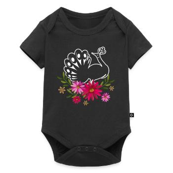 Peacock With Flowers - Baby Premium short-sleeve bodysuit - black - Front