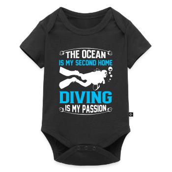 L’océan est ma deuxième maison ; La plongée est ma passion. - Body à manches courtes Premium Bébé - noir - Devant