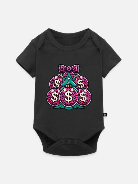 Weihnachtsbaum Mit Dollar Kugeln - Baby Premium Kurzarmbody - Schwarz