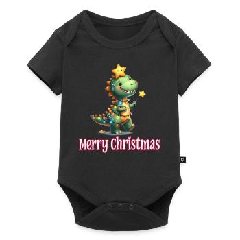 Mignon bébé dinosaure T-Rex Joyeux Noël - Body à manches courtes Premium Bébé - noir - Devant
