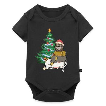 Dog Cat Santa Claus Santa Claus Pets Child - Baby Premium short-sleeve bodysuit - black - Front