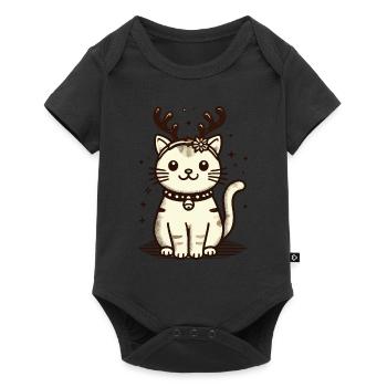 Chat de Noël avec des bois de renne - Body à manches courtes Premium Bébé - noir - Devant