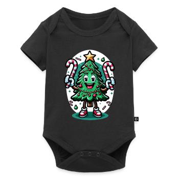 Merry Christmas Retro Tree - Baby Premium short-sleeve bodysuit - black - Front