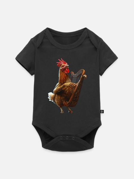 Hahn Harfe - Baby Premium Kurzarmbody - Schwarz