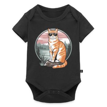 Tabby Orange Cat With Sunglasses - Baby Premium short-sleeve bodysuit - black - Front