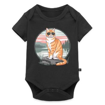 Tabby Orange Cat With Sunglasses - Baby Premium short-sleeve bodysuit - black - Front