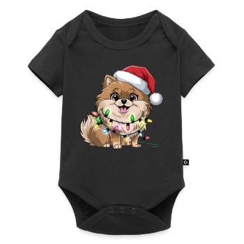 Pomeranian Christmas Lights Xmas Dogs Gifts - Baby Premium Kurzarmbody - Schwarz - Vorne