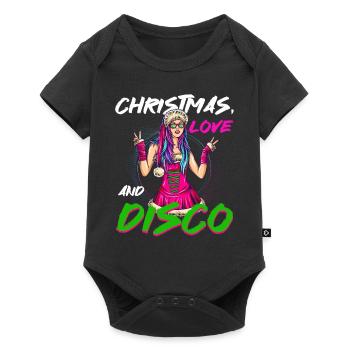 Noël Disco, Rave, Techno, House, Goa, Fête - Body à manches courtes Premium Bébé - noir - Devant