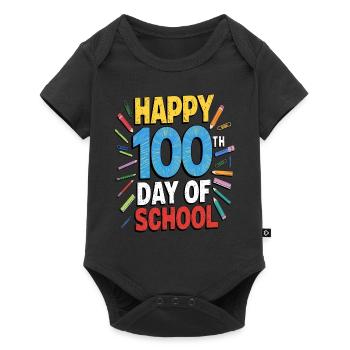 Joyeux 100e jour d’école Coloré Enfants Filles Garçons - Body à manches courtes Premium Bébé - noir - Devant