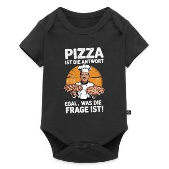 Pizza ist die Antwort, egal was die Frage ist - Baby Premium Kurzarmbody - Schwarz - Vorne