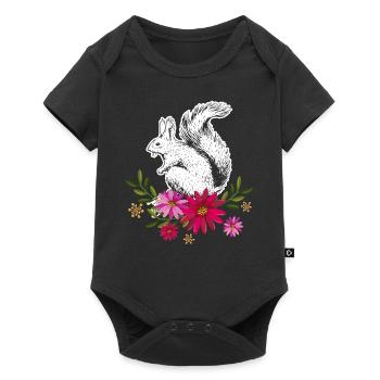 Squirrel With Flowers - Baby Premium short-sleeve bodysuit - black - Front