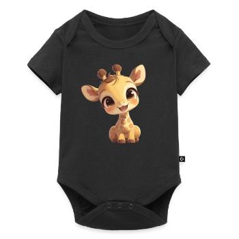 Giraffen Giraffe - Baby Premium Kurzarmbody - Schwarz - Vorne