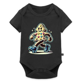 Gingerbread man with boots smiling - Baby Premium short-sleeve bodysuit - black - Front