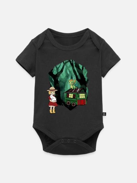 Märchen Märchenfigur Drache Wald Abenteuer - Baby Premium Kurzarmbody - Schwarz