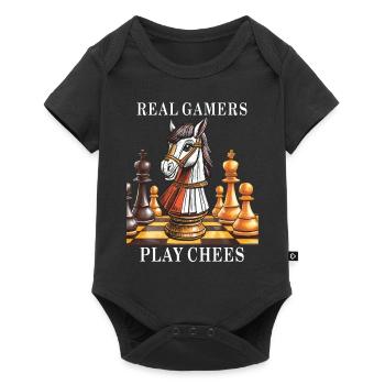 ÉCHECS LES VRAIS JOUEURS JOUENT AUX TROUSSES - Body à manches courtes Premium Bébé - noir - Devant