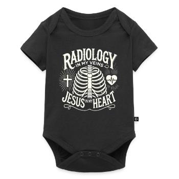 Radiologie in meinen Venen Jesus in meinem Herzen - Baby Premium Kurzarmbody - Schwarz - Vorne