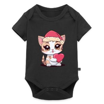 Père Noël Père Noël Chat Chats Enfants - Body à manches courtes Premium Bébé - noir - Devant
