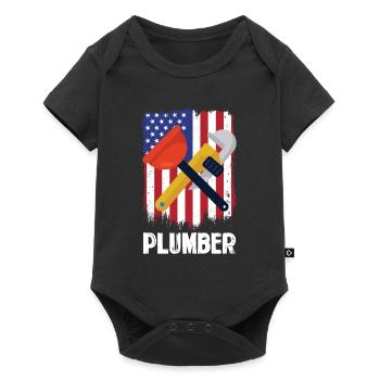 Outils de plombier devant le drapeau américain - Body à manches courtes Premium Bébé - noir - Devant