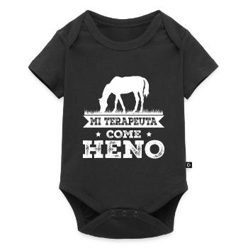 Mein Therapeut isst Heu - Baby Premium Kurzarmbody - Schwarz - Vorne