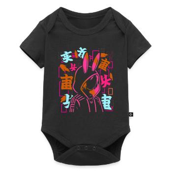 Anime Fille Japonais Coloré Cyberpunk - Body à manches courtes Premium Bébé - noir - Devant