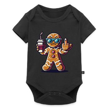 Christmas gingerbread man with middle finger - Baby Premium short-sleeve bodysuit - black - Front