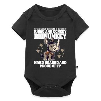 HARD HEADED AND PROUD OF IT - RHINO AND DONKEY - Baby Premium short-sleeve bodysuit - black - Front