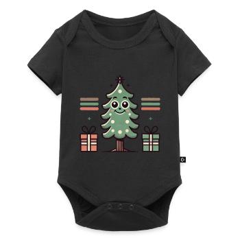 Joyeux sapin de Noël avec des cadeaux - Body à manches courtes Premium Bébé - noir - Devant