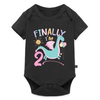 2ème anniversaire Fille Dracon 2 ans Cadeaux - Body à manches courtes Premium Bébé - noir - Devant