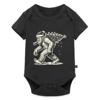 Bigfoot de Noël avec arbre de Noël - Body à manches courtes Premium Bébé - noir - Devant