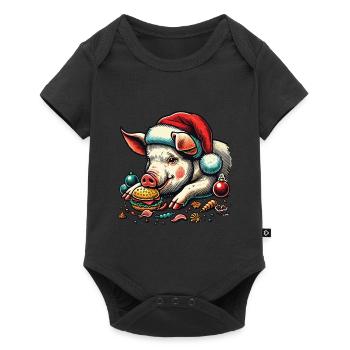 Christmas Eaten Pig with Burger - Baby Premium short-sleeve bodysuit - black - Front