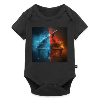 Klavier - Baby Premium Kurzarmbody - Schwarz - Vorne