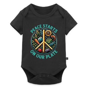 Vegetarian Peace Starts On Your Plate Animal Lover - Baby Premium short-sleeve bodysuit - black - Front
