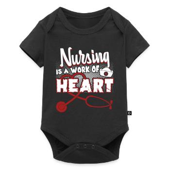 Nursing Is A Work Of Heart - Baby Premium short-sleeve bodysuit - black - Front