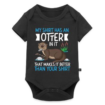 Loutre Ma chemise a une loutre dessus - Body à manches courtes Premium Bébé - noir - Devant