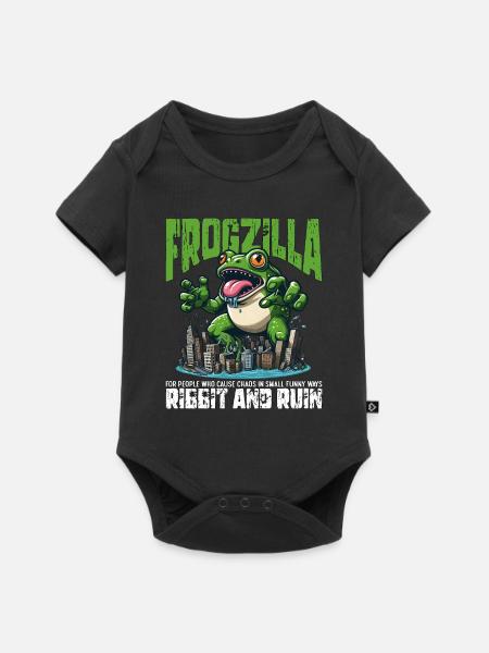 RIBBIT UND RUINE - FROGZILLA - Baby Premium Kurzarmbody - Schwarz