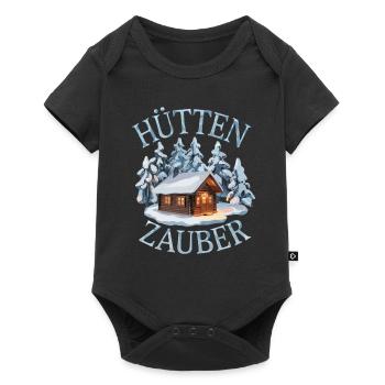 Hüttenzauber Hütte in den Bergen Berge Winter - Baby Premium Kurzarmbody - Schwarz - Vorne