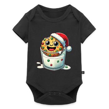 Biscuit joyeux avec chapeau de père Noël - Body à manches courtes Premium Bébé - noir - Devant