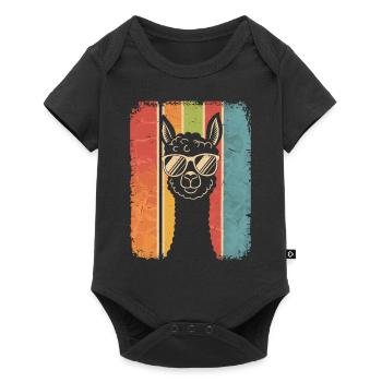 Cool alpaca with sunglasses - Baby Premium short-sleeve bodysuit - black - Front