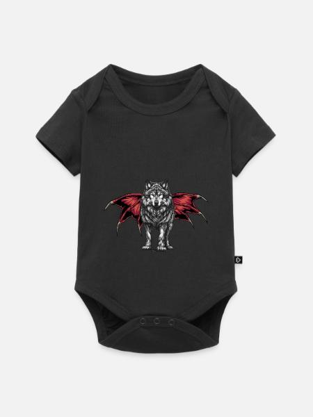 Halloween Wolf Wölfe Werwolf - Baby Premium Kurzarmbody - Schwarz
