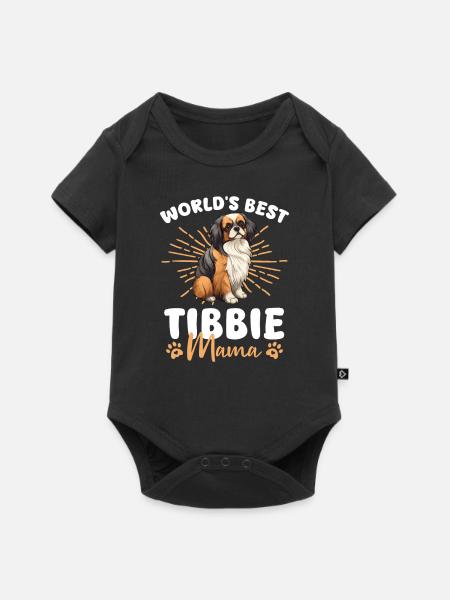 Tibet Spaniel Groovy Tibbie Mama - Baby Premium Kurzarmbody - Schwarz