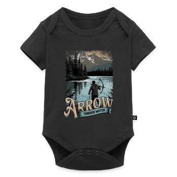 Bogenfischer Bogenangeln Arrow Through Water - Baby Premium Kurzarmbody - Schwarz - Vorne