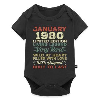 Anniversaire de Janvier 1980 - Janvier 1980, Janvier 1980 - Body à manches courtes Premium Bébé - noir - Devant
