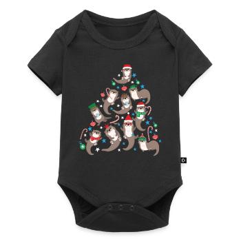 Otter Christmas Tree - Baby Premium Kurzarmbody - Schwarz - Vorne