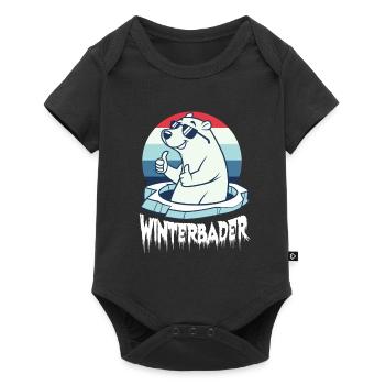 Eisbaden Eisbad Winterbader Cartoon - Baby Premium Kurzarmbody - Schwarz - Vorne