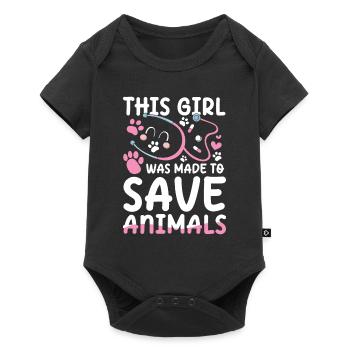 This Girl Was Made To Save Animals - Baby Premium Kurzarmbody - Schwarz - Vorne