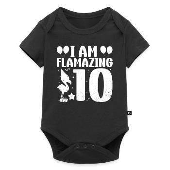 Je suis Flamazing 10 ans Flamingo Anniversaire - Body à manches courtes Premium Bébé - noir - Devant