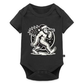 Bigfoot de Noël avec arbre de Noël - Body à manches courtes Premium Bébé - noir - Devant
